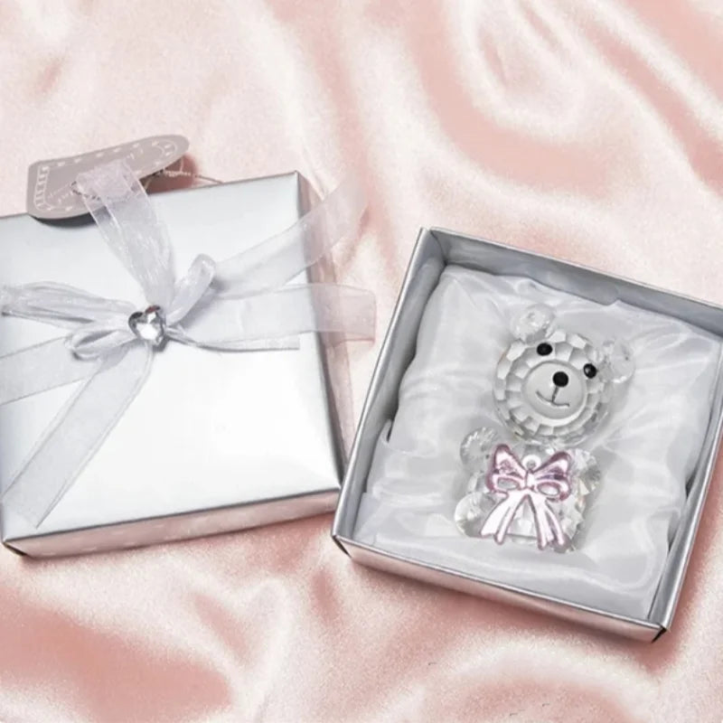 Crystal Bear Figurine with Love Heart, Art Craft Table Ornament Home Wedding Decoration, Romantic Valentine's Day, Friend Gifts
