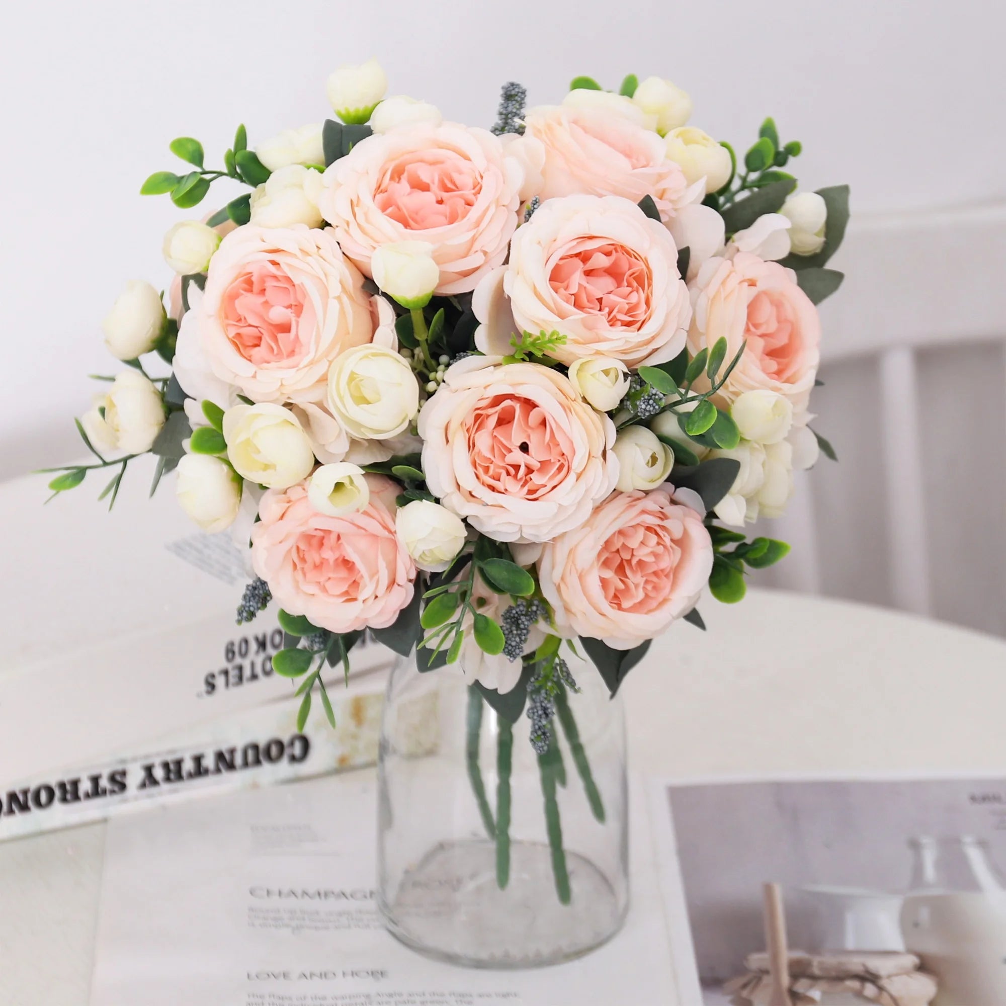 Artificial Flowers Peony Silk Hydrangea Christmas Decoration Valentine's Day Gift Home Wedding Bride Fake Bouquet Accessories