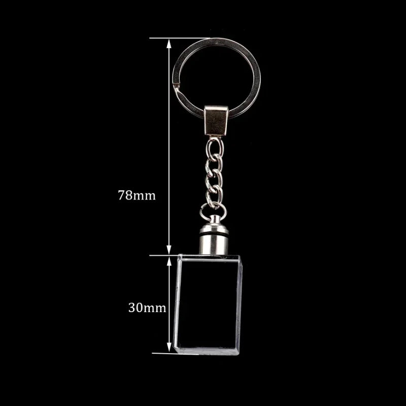 Crystal Keyring with LED Light inside Free Engrave any Design Crystal Blank Key Ring Custom Logo Family Photo DIY Birthday Gifts