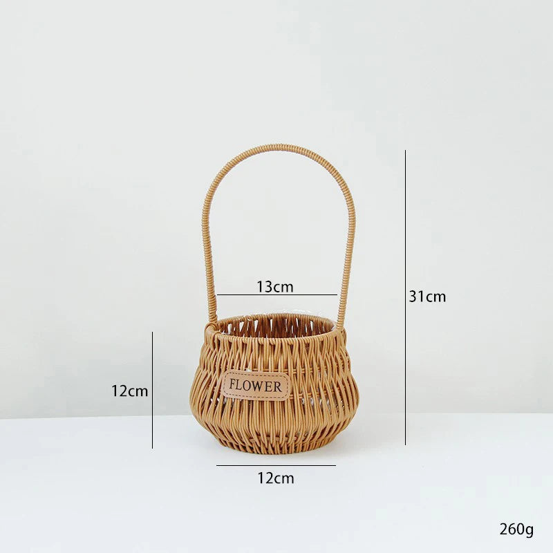 Gift Basket Woven Flower Basket Handmade Flower Basket For Home Wedding Decor Picnic Storage Baskets Rattan Storage Basket