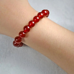 Natural Red Jade Bracelet Men Women Healing Jewelry Real Carnelian Round Beads Elastic Beaded Bracelets Bangle Lucky Amulet Gift