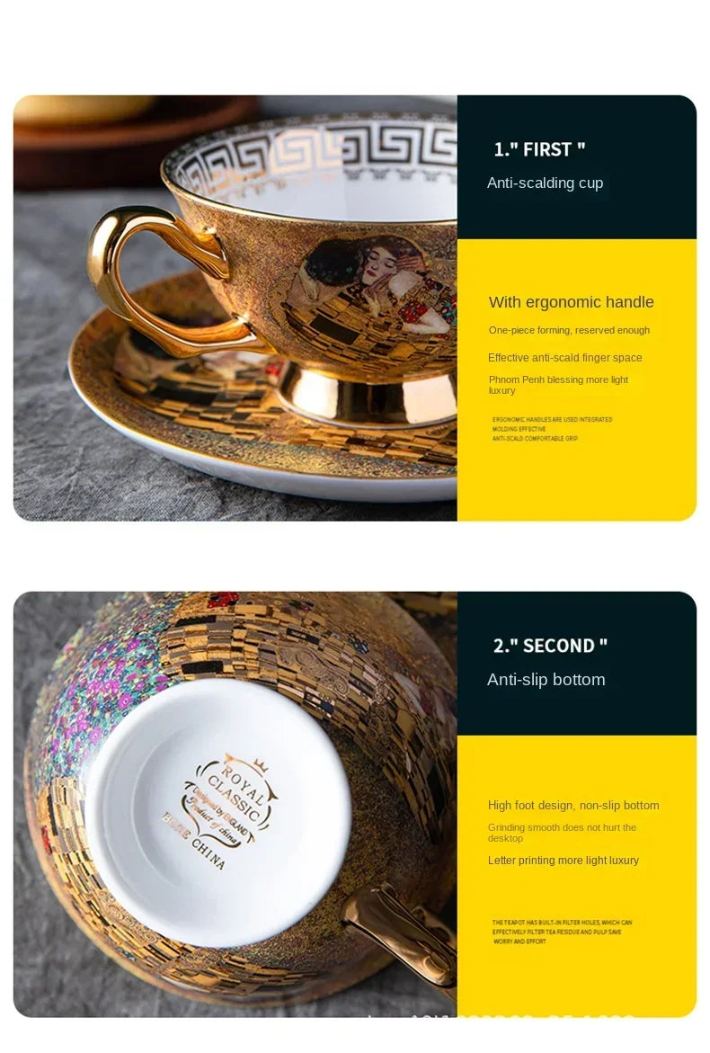 European style coffee cup high-value gift box set, tea tray, bone china, ceramic cup, tea set, afternoon tea gift