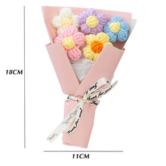 DIY Handwoven Knitted Flowers Bouquet Artificial Flower Knitted Woolen Flowers Woven Birthday Valentine's Day Gift Home Decor