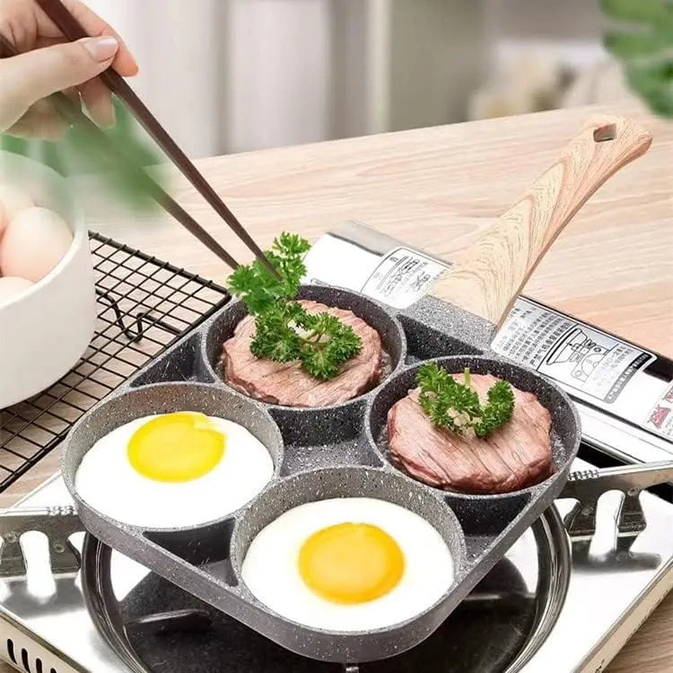 Egg Frying Pan Nonstick Pancake Pans 4-Hole Cookware Pancake Pan Egg Burger Ham Pan Suitable for Gas Stove Induction Cooker