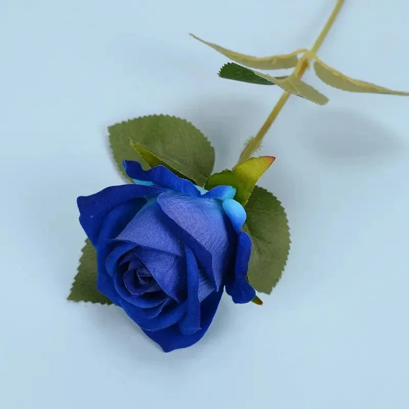 Beautiful 5pcs/lot Blue Artificial Rose Flowers Silk Long Branch Bouquet for Wedding Party Valentine's Day Decoration Bride Home